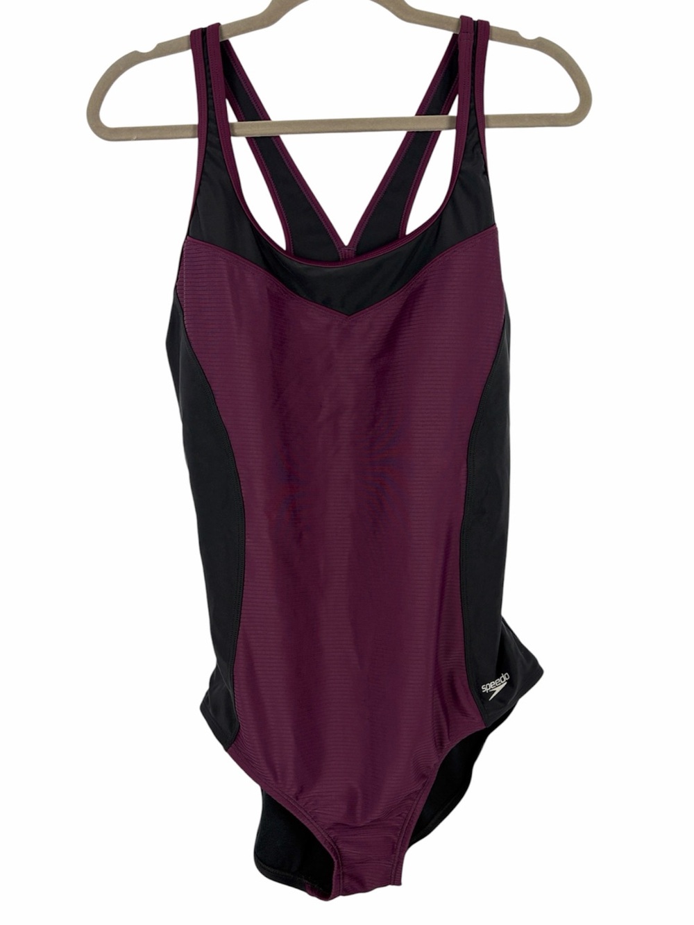 Speedo One Piece Swimsuit Women’s XL Purple Black Racerback Athletic Swimwear